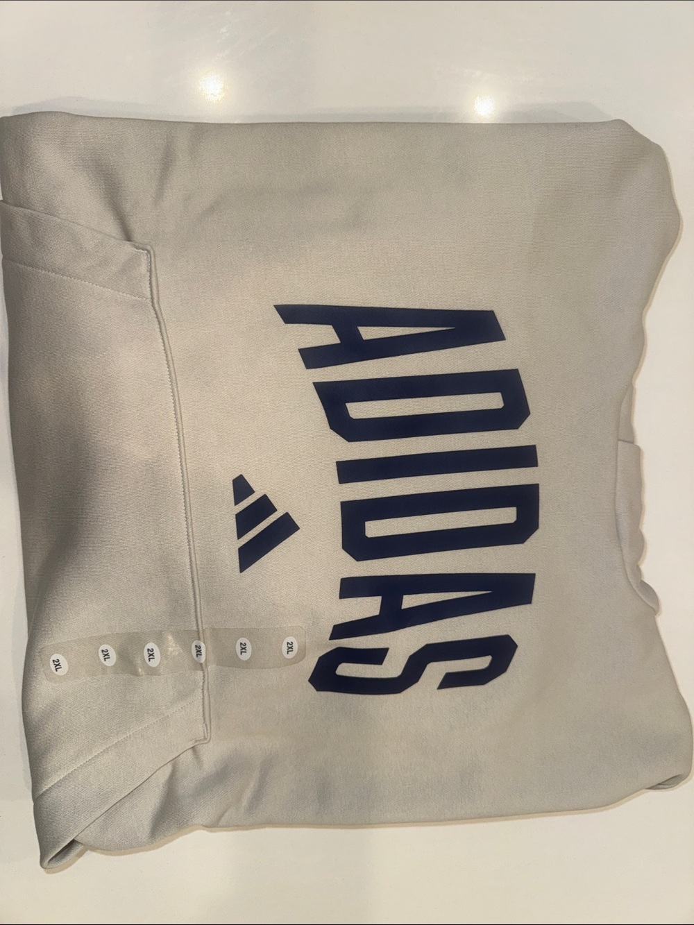 ADIDAS COLLEGIATE HD Cream Hoodie with Navy Logo NWT SIZE XXL